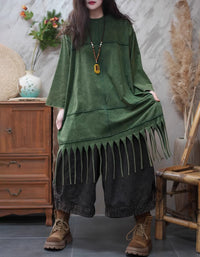 Loose fit green tunic top women casual outfit