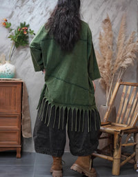 Back view of casual green loose tunic top women daily wear