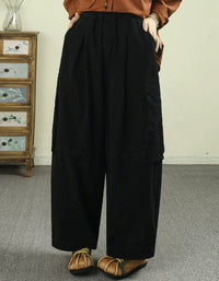 Women’s relaxed wide leg utility pants in burgundy