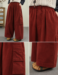 Women’s vintage-inspired burgundy cargo trousers