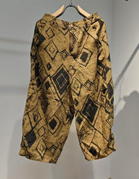Women Relaxed Fit Diamond Pattern Linen Pants