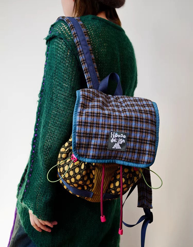 Retro Plaid Mini Backpack for Women – House Design