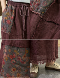 Casual boho long skirt with elastic waistband and layered hem