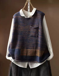 Women Casual Color Block Sleeveless Knit Sweater Vest