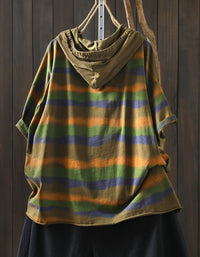 Boho multicolor striped hoodie women relaxed fit outfit