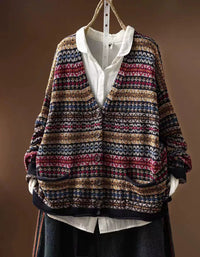 Women’s Retro Fair Isle Knit Button Front Cardigan