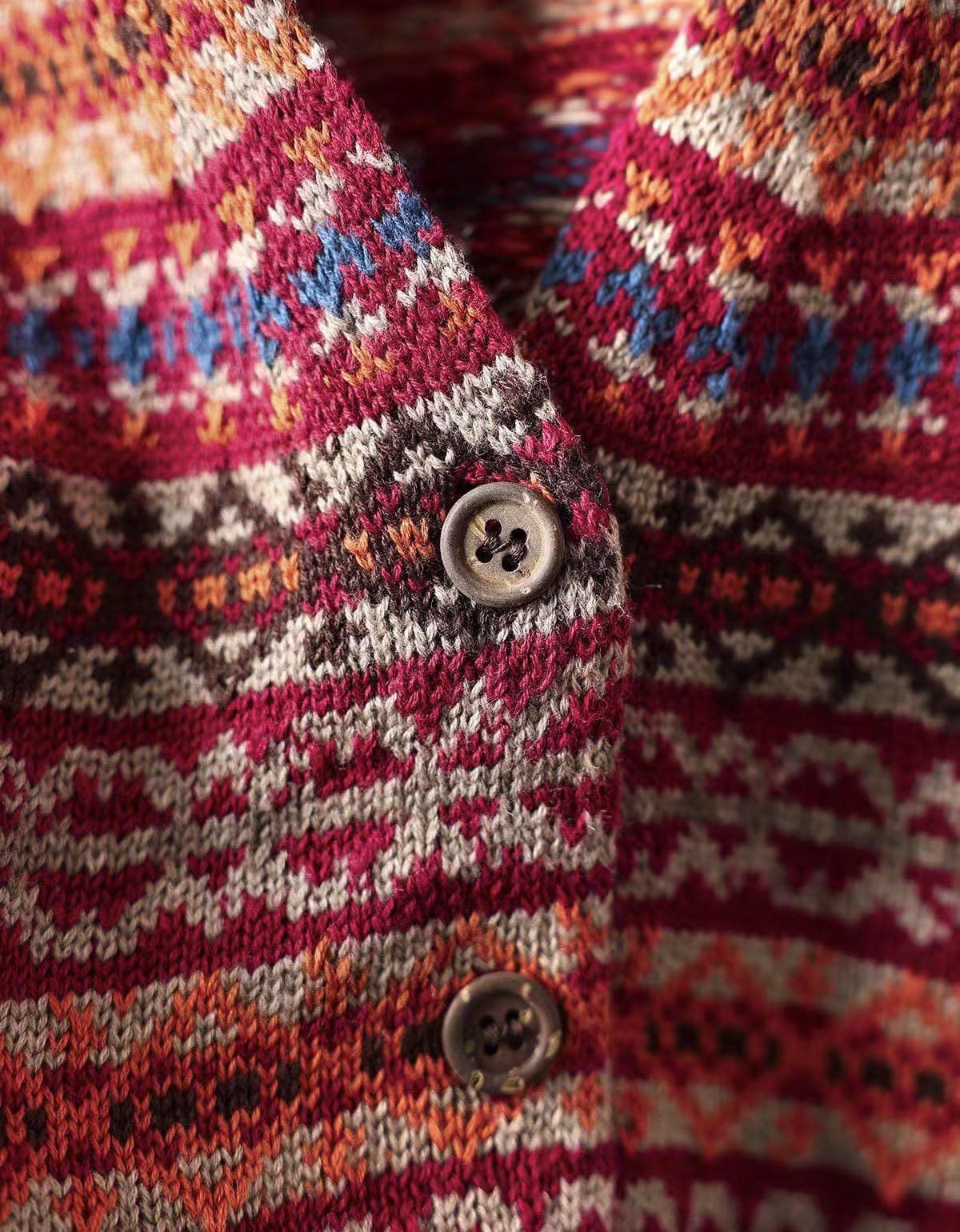 Women’s Vintage Nordic Pattern Knit Button Cardigan