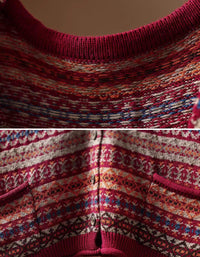 Women’s multicolor geometric knit cardigan with pockets