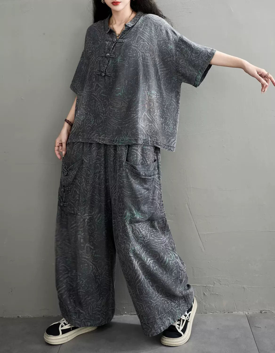 Casual Boho Floral Denim Matching Set for Women