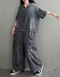 Casual Boho Floral Denim Matching Set for Women