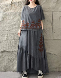Vintage Denim Two Piece Skirt Set for Women Style