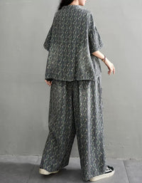 Casual floral print denim co-ord set for women