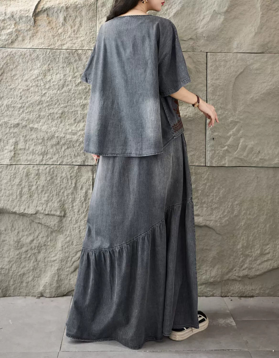 Women’s Casual Boho Denim Matching Set Outfit