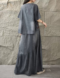 Women’s Casual Boho Denim Matching Set Outfit