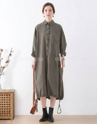 Women oversized plaid shirt dress midi button down casual outfit