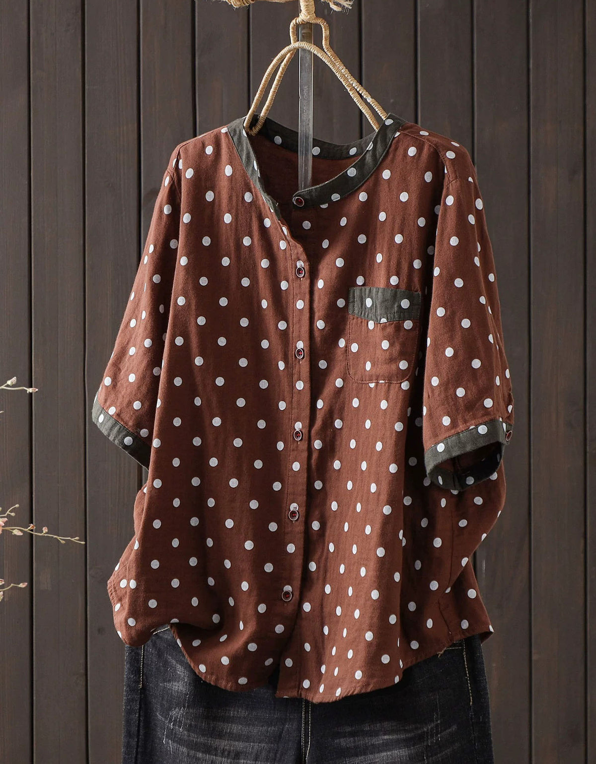 Casual breathable cotton linen women button shirt