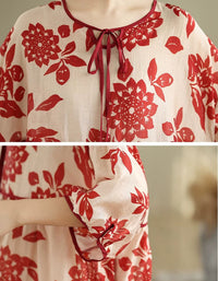 Women's Relaxed Floral Print Cottagecore Dress