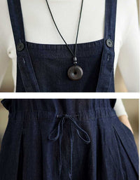 Women Retro Wide Leg Denim Jumpsuit