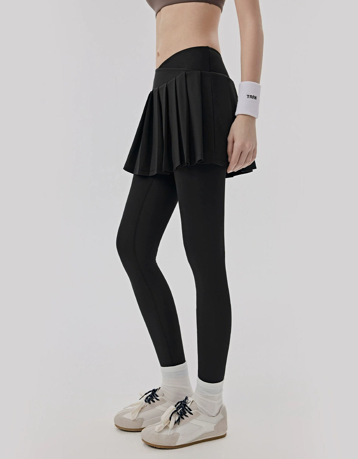 Black high waist white skort leggings slim stretch fit