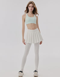 white skort leggings women high waist slim fit