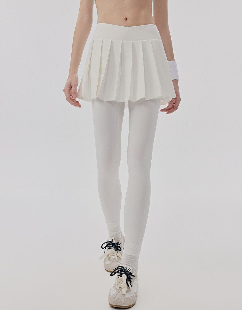 White high waist white skort leggings slim stretch fit