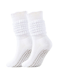 women non slip grip socks brown knit cozy winter socks