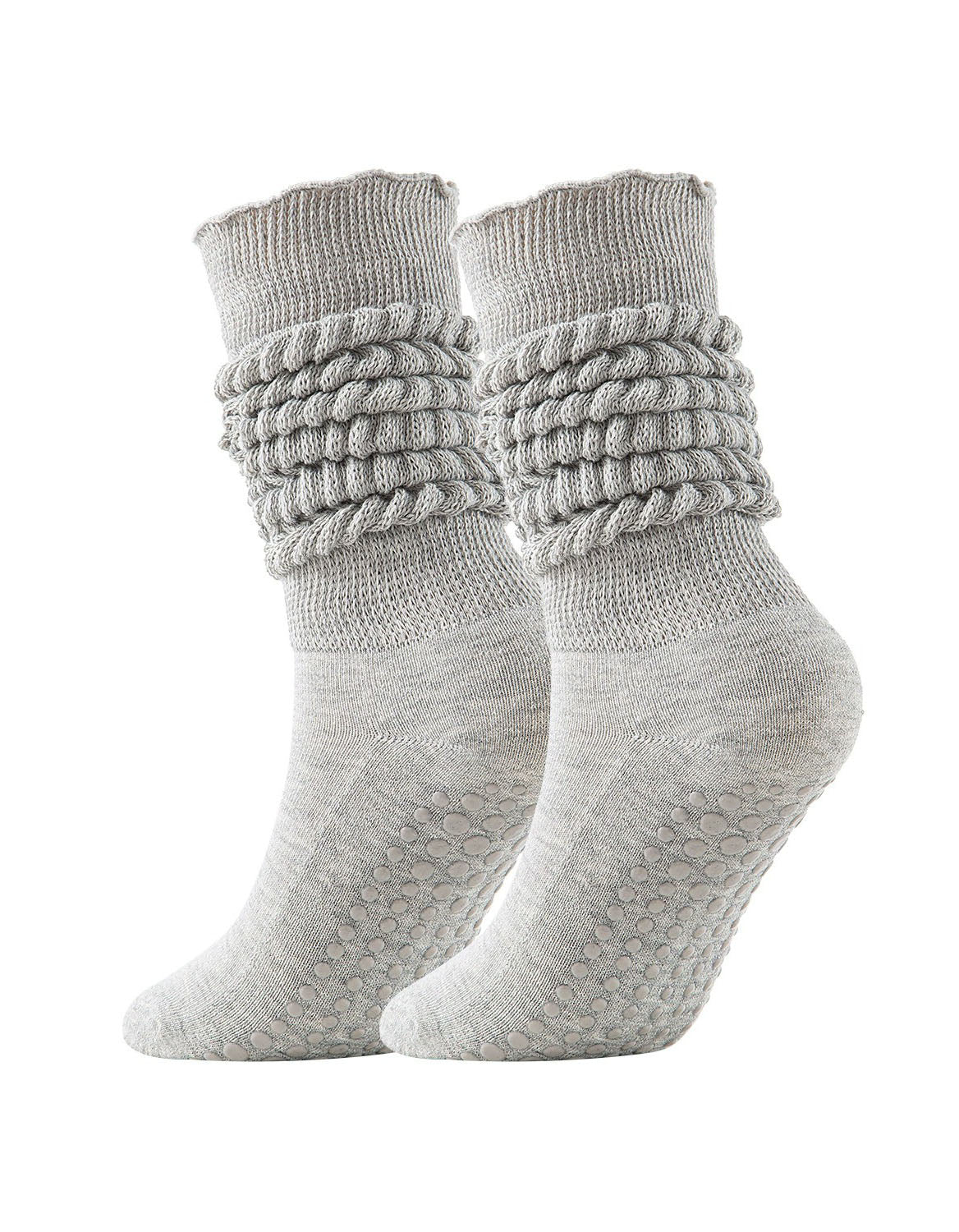 3 Pairs Women Soft Knit Anti Slip Long Scrunch Yoga Socks