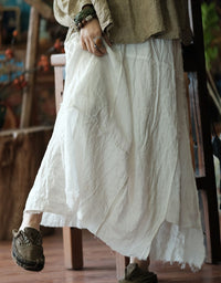 Vintage Style White Linen Skirt for Women