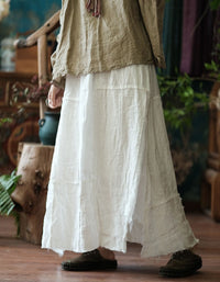 Women Summer Linen Skirt White Maxi Loose Fit