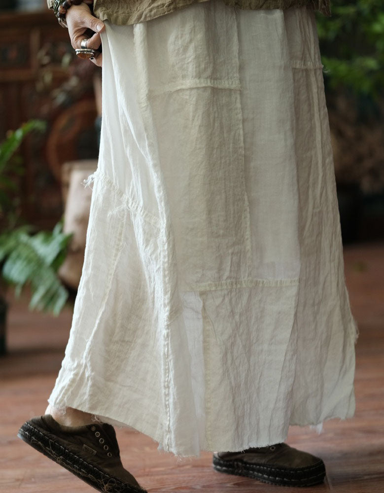 Relaxed Fit Linen Skirt Women Long Casual Style