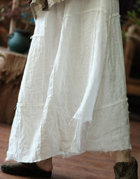 white linen long skirt women front view