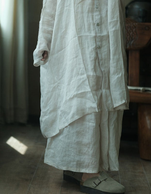 Oversized linen shirt women breathable summer top