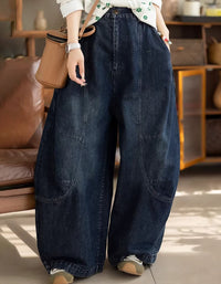 women balloon denim pants casual everyday wide leg jeans