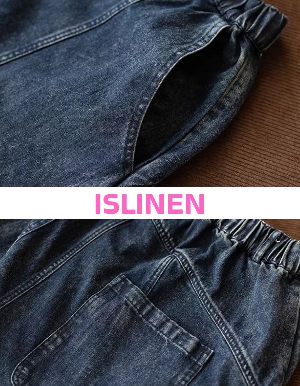 Close-up of loose fit wide leg denim jeans women vintage fashion