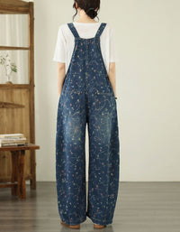 Casual Denim Dungarees Wide Leg Overalls for Women