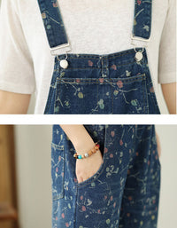 Boho Denim Overalls Women Wide Leg Casual Jumpsuit