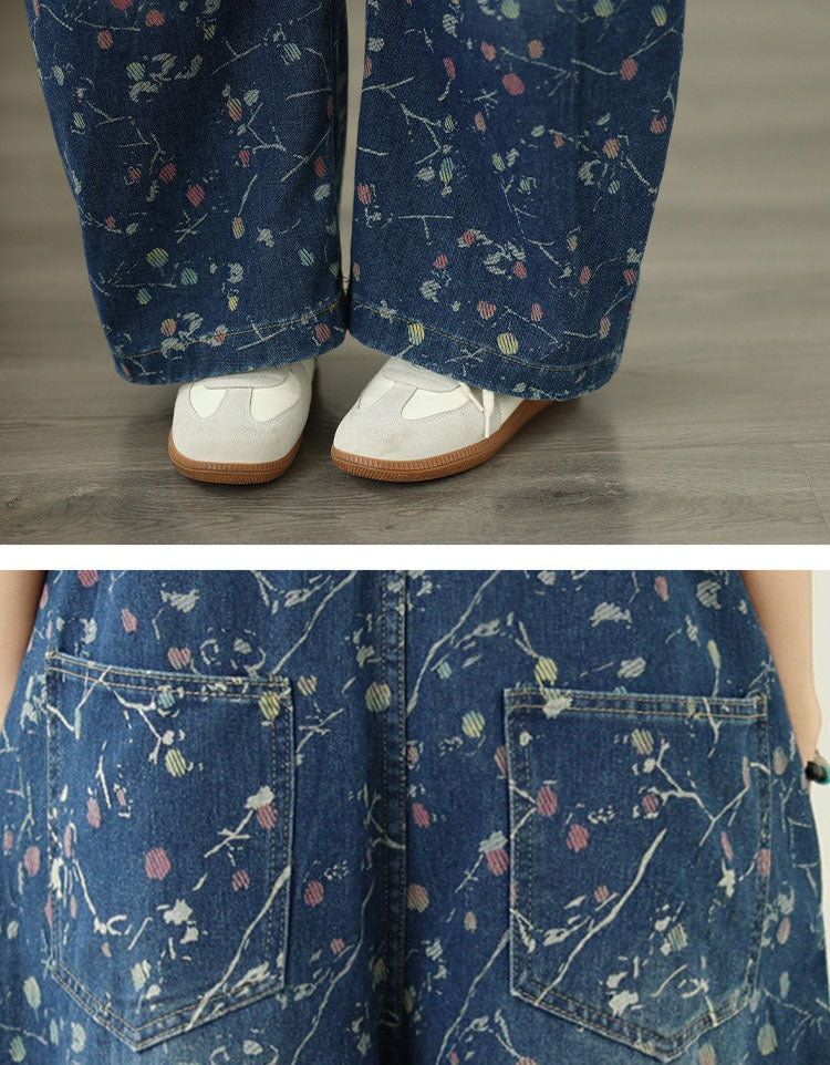 Casual women denim jumpsuit with pockets relaxed style