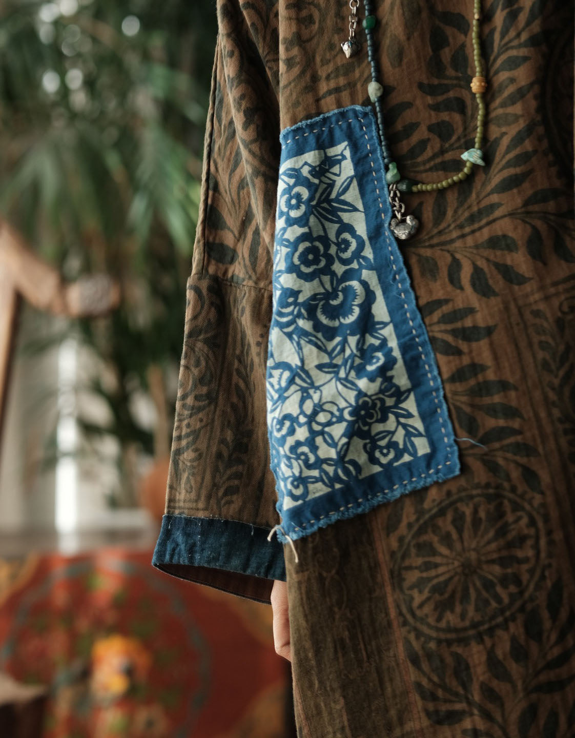 women boho long shirt dress with artistic print and relaxed silhouette