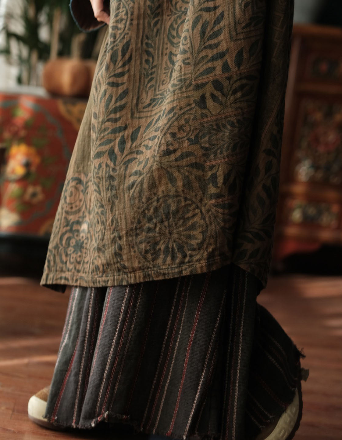 Women’s Vintage Boho Tunic Dress – Loose Fit Linen Ethnic Long Top