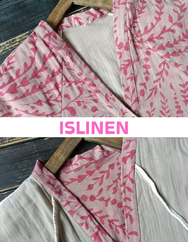Casual Floral Linen Cardigan Women Loose Fit Jacket