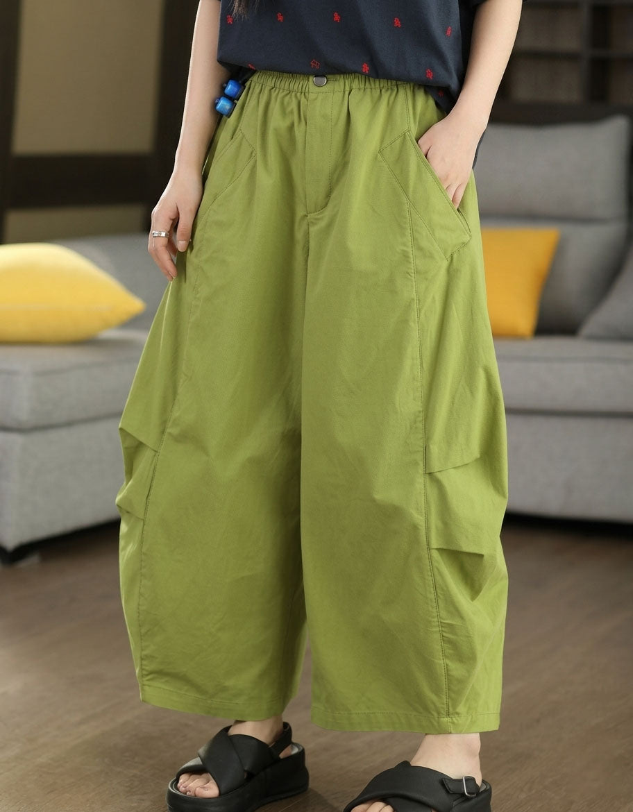 Green Women’s Wide Leg Pants Casual Loose Fit Baggy Trousers