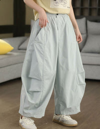 Light Blue Women’s Wide Leg Pants Casual Loose Fit Baggy Trousers