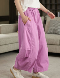 Pink Wide Leg Pants Women High Waist Loose Casual