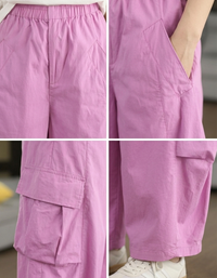 Details of pink baggy wide leg pants for women comfortable fit