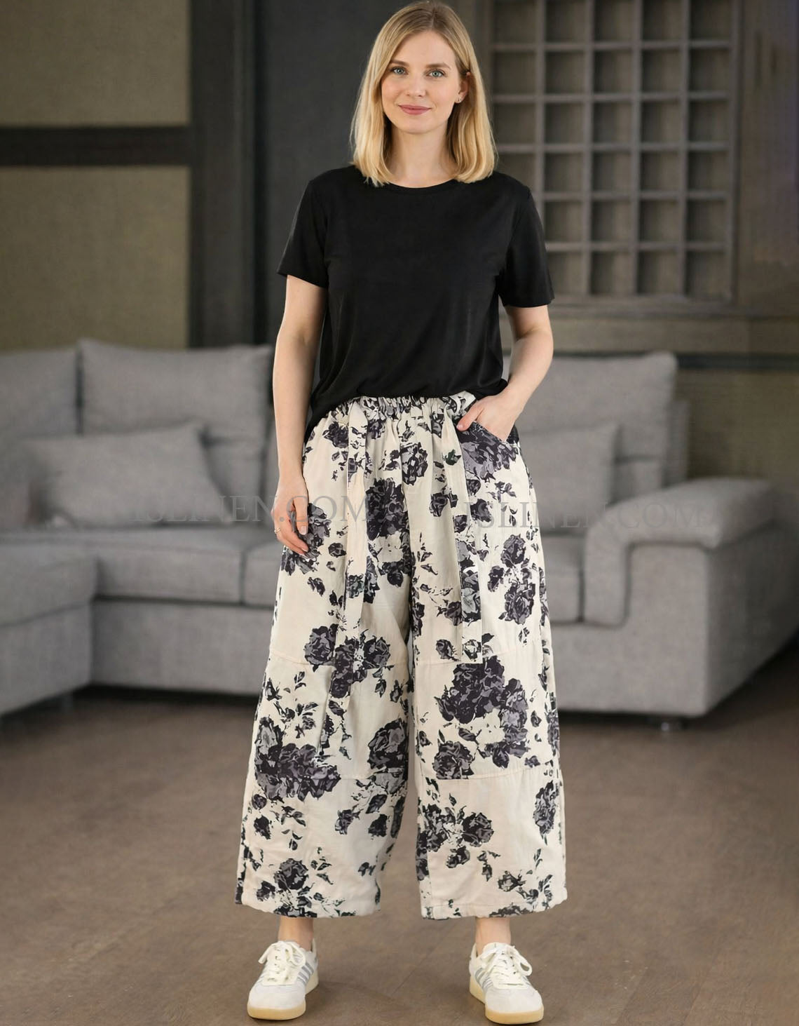 loose linen pants for women wide-leg boho style