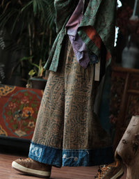 Bohemian Patterned Wide Leg Casual Pants Women