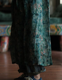 Women Green Linen Long Dress Casual Summer Outfit