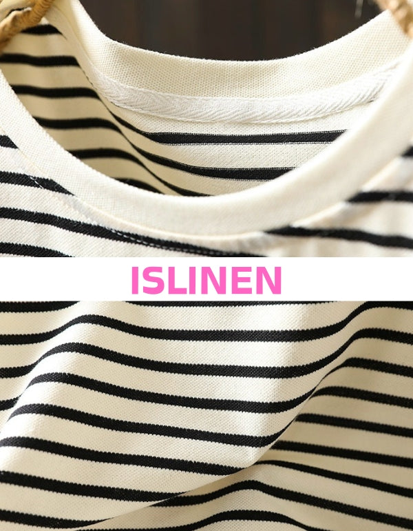 Loose striped cotton blouse oversized fit detail view