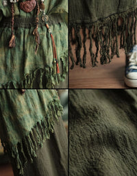 Women’s Boho Fringe Maxi Skirt – Airy Comfortable Linen