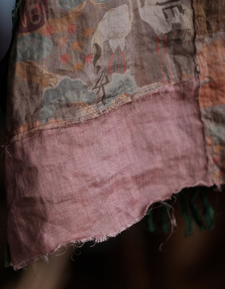 Relaxed fit boho summer blouse with layered patchwork fabric style
